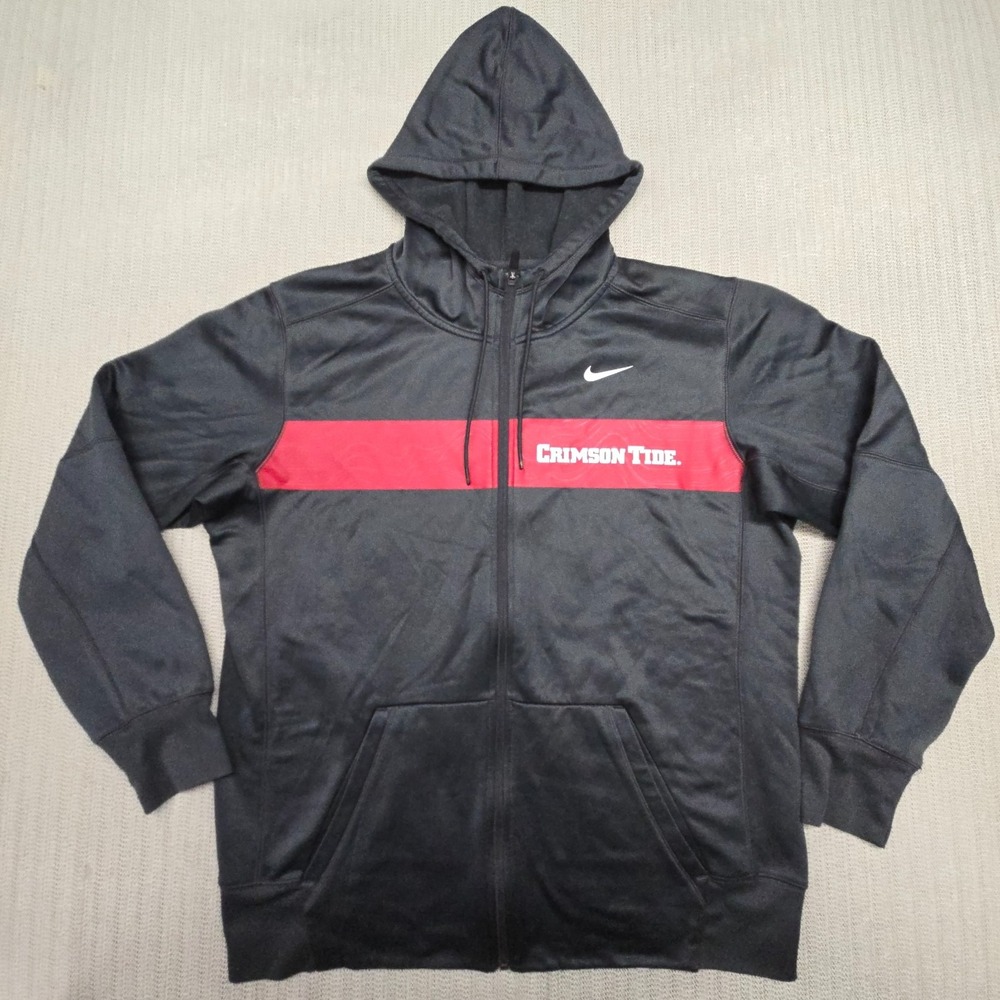 Nike Alabama Crimson Tide Hoodie Sweatshirt Mens Large Black Full Zip Football